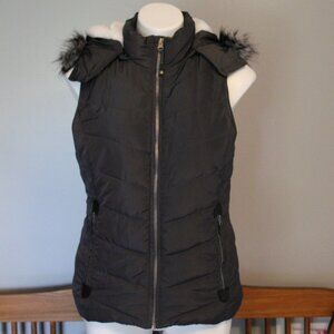 Green Tea Puffer Dark Gray Vest with Removable Hood size Small